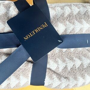 Pendleton Cream Towel with Navy Ribbon